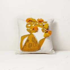 Floral Watering Pitcher Square Throw Pillow With Tassels - Opalhouse™ Designed With Jungalow™ -Jungalow Store GUEST 295bbf4a 7932 4570 9c93 22f266108cb5