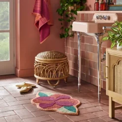 Seasons Go Around Flower Shaped Bath Rug Rose Red - Opalhouse™ Designed With Jungalow™