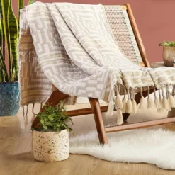 50"x60" Hypnotic Throw Blanket Taupe - Jungalow By Justina Blakeney -Jungalow Store GUEST 44701cb6 ddee 4caa 97dc acef1600d6a3