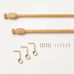 Pineapple Faux Wood Curtain Rod Natural Wood - Opalhouse™ Designed With Jungalow™ -Jungalow Store GUEST b565e685 bbc8 405f abbe 297780442d88