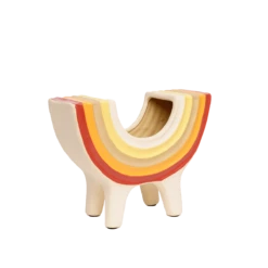 Rainbow Bowl In Neutral By Jungalow® -Jungalow Store JUNGALOW RAINBOW PLANTER GREEN 02