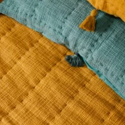 Jungalow Sol Quilt In Turmeric By Like A Lion™ -Jungalow Store Like a lion solid loose fill quilts 6