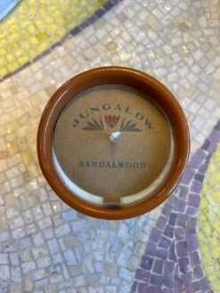 Jungalow Kaya Ceramic Candle - Burnt Orange/Sandalwood -Jungalow Store burntorangecandlelabel