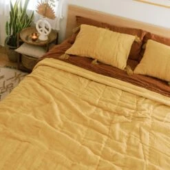 Jungalow Sol Natural Dyed Quilt In Marigold By Like A Lion® -Jungalow Store marigold2