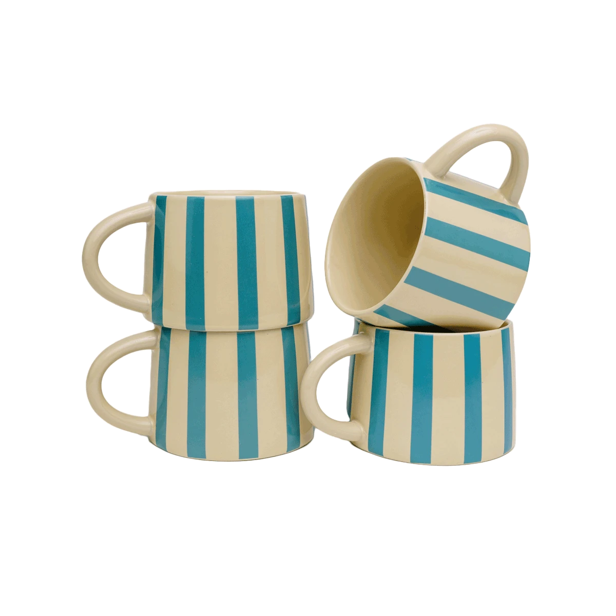 Jungalow Tierra Striped Mug Set In Teal 2 Jungalow Tierra Striped Mug Set In Teal - Image 2