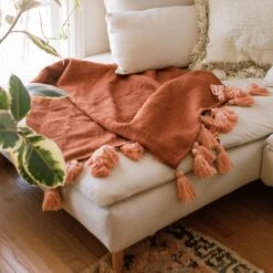 Jungalow Sol Natural Dyed Throw Blankets By Like A Lion™ -Jungalow Store rust